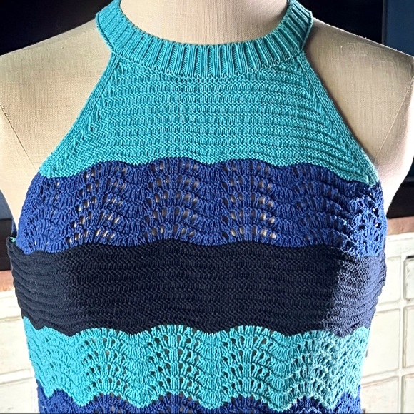 Anthropologie Jenette Crochet Blue Halter Sleeveless Sweater Top NWT New XS - Picture 7 of 11